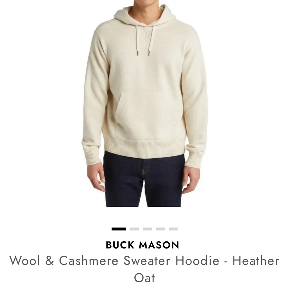 Buck Mason Heather Oat Hoodie - L